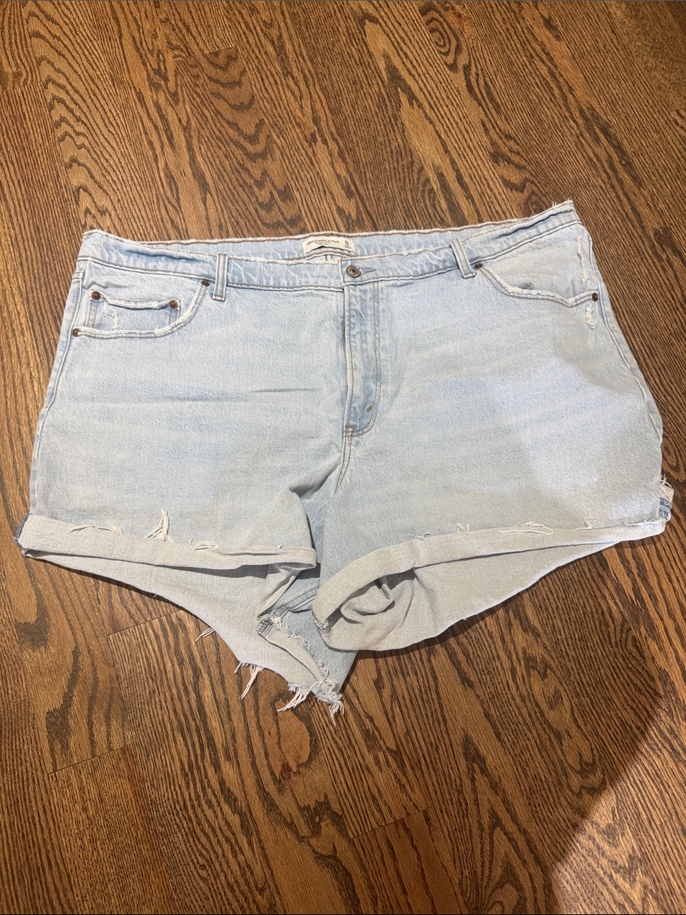 Abercrombie & Fitch Light Blue Cuffed Denim Shorts